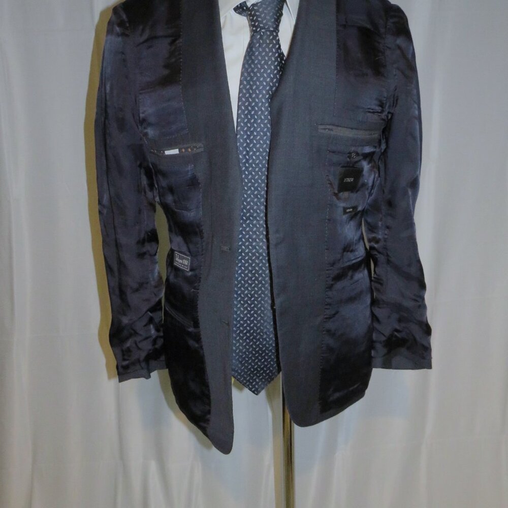 J. Crew Ludlow Tollegno Slate Blue Solid Knit Two Button Suit 36S - Picture 11 of 16